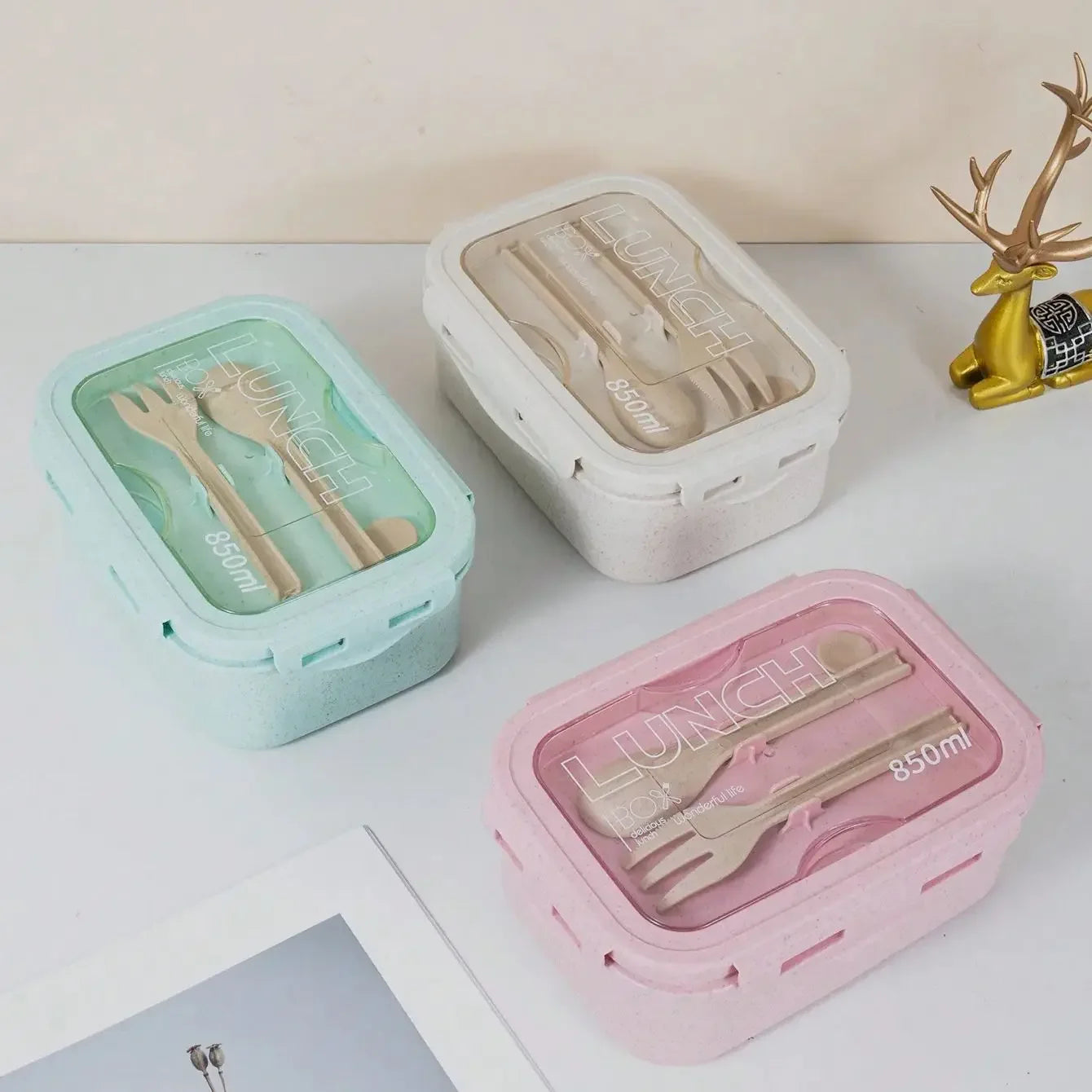 1pc-Lunch Box With Cutlery - Leakproof Microwave Safe Bento Box