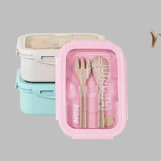 1pc-Lunch Box With Cutlery - Leakproof Microwave Safe Bento Box