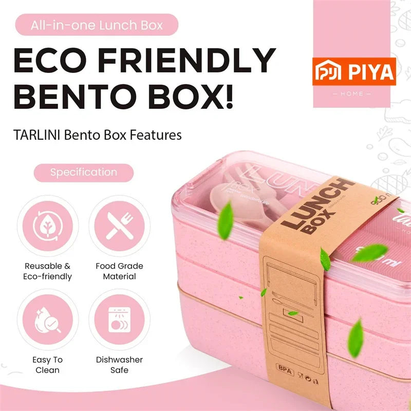 3-In-1 Wheat Straw Bento Box